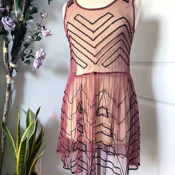 Free People Beaded Mesh Dress - S - Picture 2 of 8